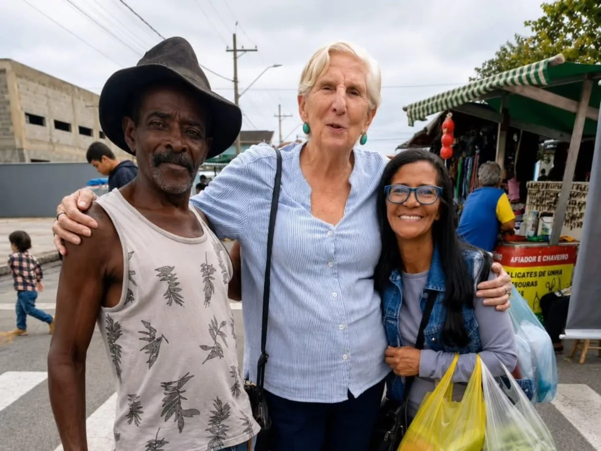 Dulce Rita com moradores na rua